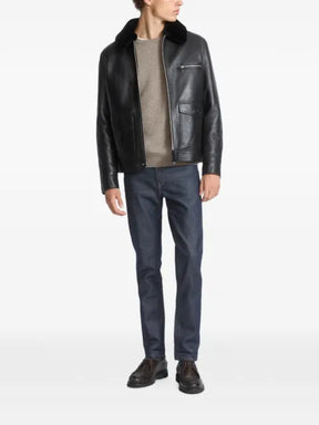 Yves Salomon shearling-collar leather jacket