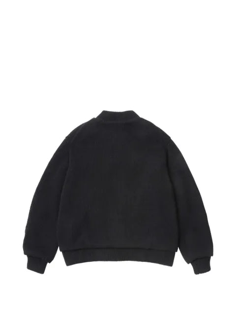 Vowels knitted zip-up bomber jacket