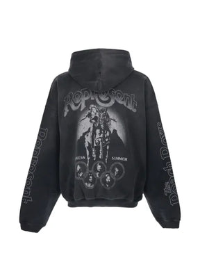Represent graphic-print studded hoodie