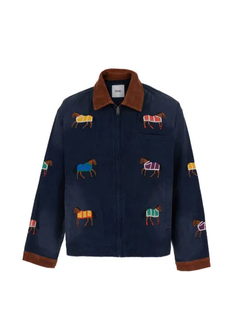 FOUND Lariat horse-embroidered corduroy-collar jacket