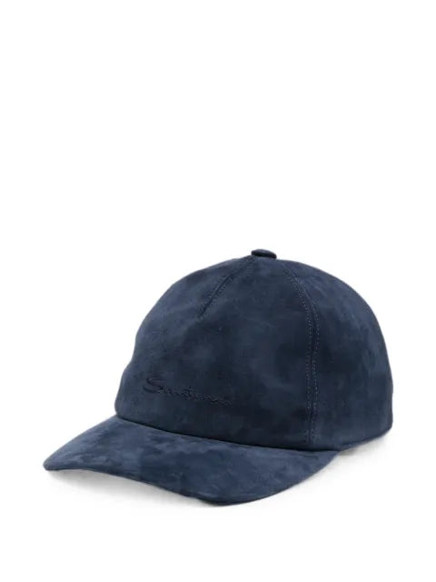 Santoni Baseballkappe aus Wildleder mit Stickerei