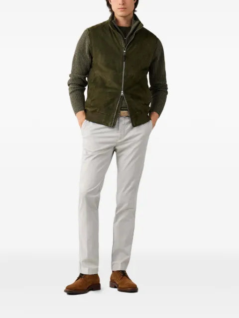 Hackett London suede ribbed-trim gilet