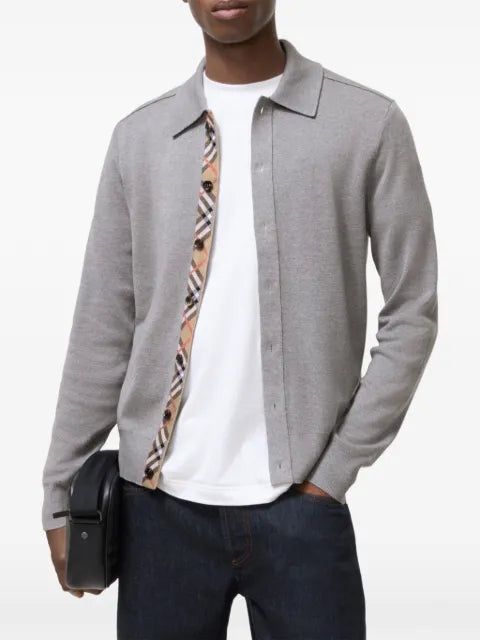Burberry Check trim wool cardigan