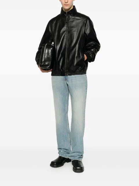 Givenchy couture seam track top in nappa leather