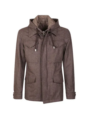 Eleventy hooded multi-pocket jacket
