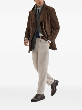 Brunello Cucinelli suede pea coat