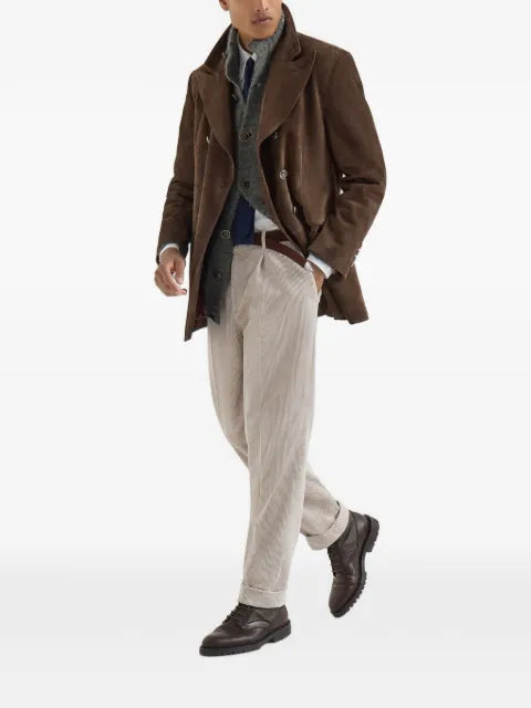 Brunello Cucinelli suede pea coat