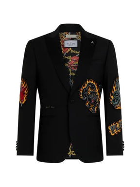Philipp Plein patch-detail peak-lapel blazer