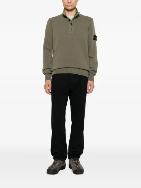Stone Island Compass-patch button-up sweater