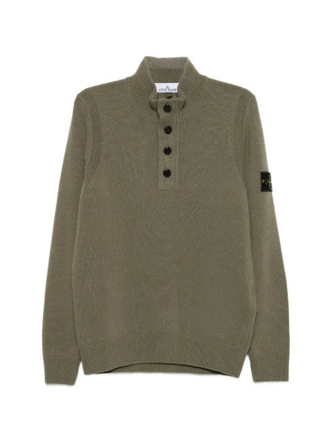 Stone Island Compass-patch button-up sweater