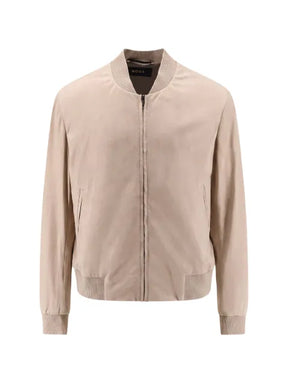 BOSS leather bomber jacket