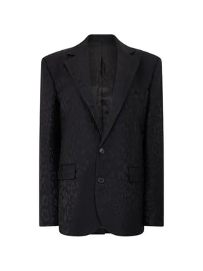 Roberto Cavalli leopard-jacquard notched-lapel jacket