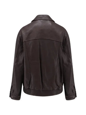 DUNST oversized grained-leather jacket