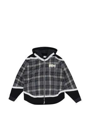 RHUDE check-pattern hybrid hoodie
