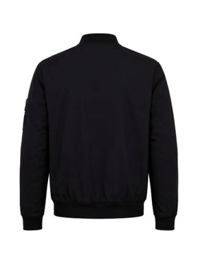 BOSS crinkled-finish logo-patch jacket