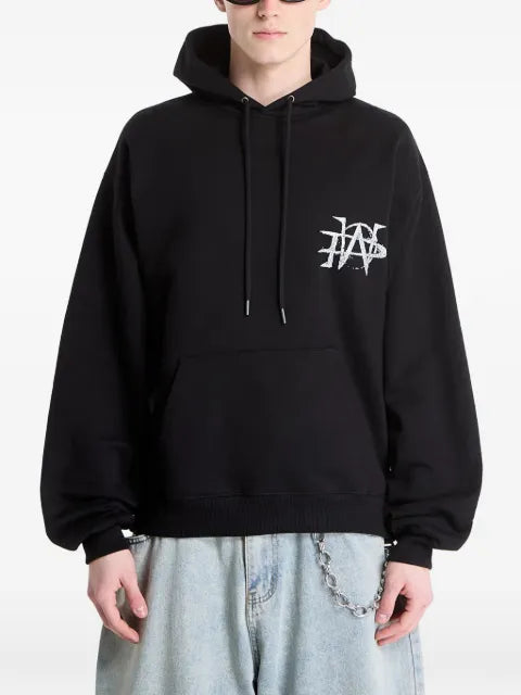 WASTED logo-print graphic-print hoodie