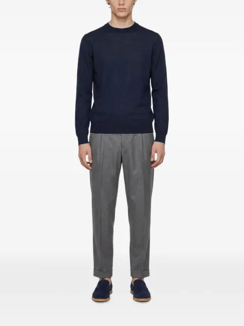 Eleventy contrast-trim fine-knit sweater