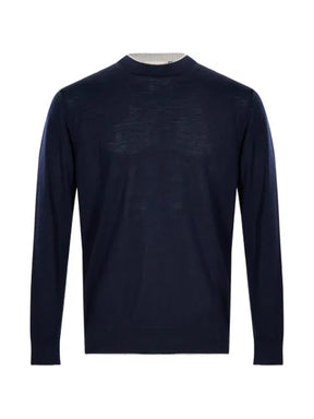 Eleventy contrast-trim fine-knit sweater