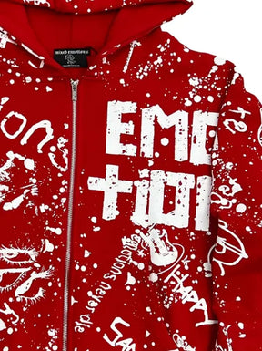 Mixed Emotion graffiti-print zip-up hoodie