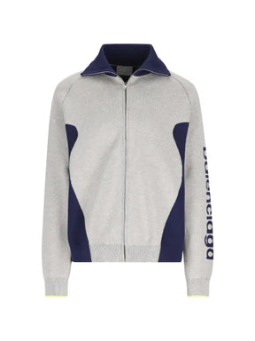 Balenciaga bodies knitted zip-up cardigan in grey/navy