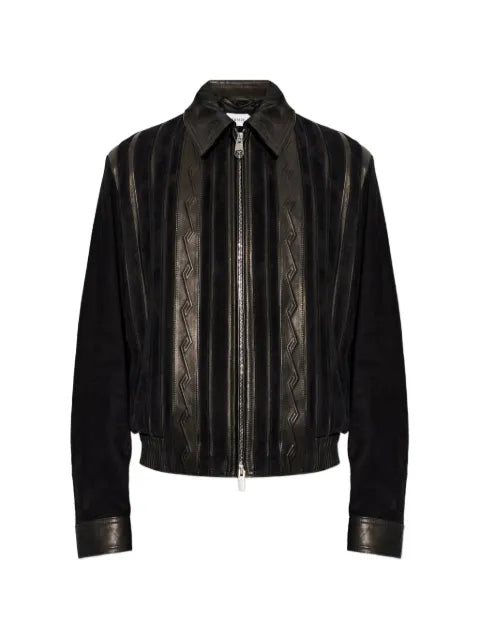 Versace Greca-embossed panelled jacket