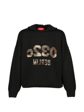 032c Selfie intarsia-knit camouflage-pattern hoodie