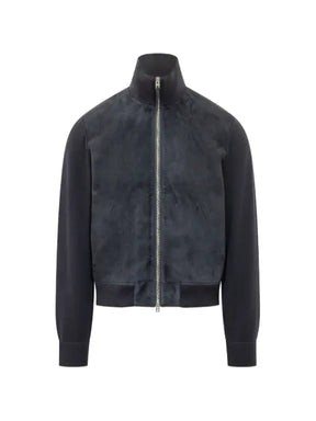 TOM FORD suede front merino full zip jacket