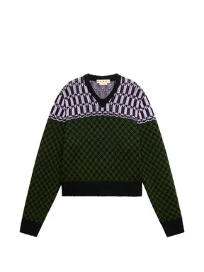 Marni jacquard-knit geometric-motif sweater