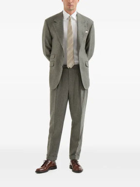 Brunello Cucinelli virgin wool flannel Cavallo Tailor blazer with metal buttons