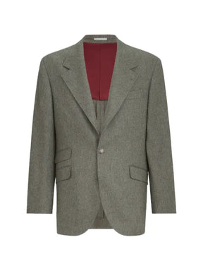 Brunello Cucinelli virgin wool flannel Cavallo Tailor blazer with metal buttons