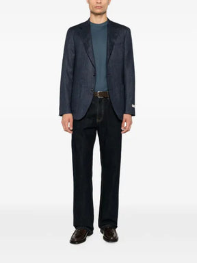 Canali herringbone-weave notched-lapel blazer