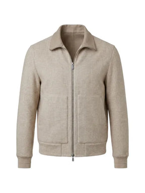 Brunello Cucinelli hand-crafted reversible bomber jacket in cashmere Prince of Wales flannel