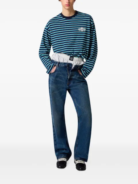 MSGM striped logo-embroidered sweater