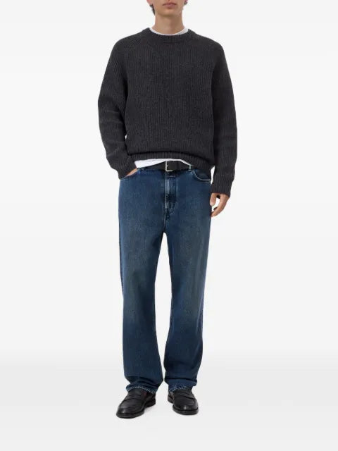 Closed ribbed-knit raglan-sleeve sweater