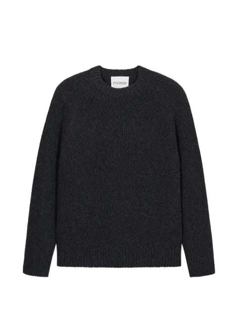 Closed ribbed-knit raglan-sleeve sweater