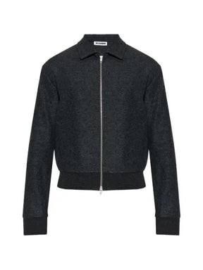 Jil Sander zip-up ribbed-trim bomber jacket