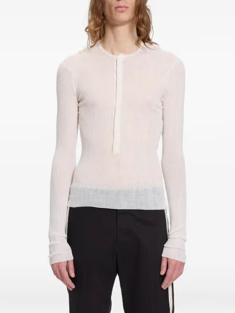 Ann Demeulemeester Bori ribbed-knit henley-neck sweater