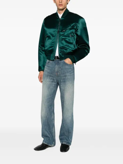 TOM FORD biker-style satin bomber jacket