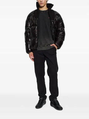 Diesel down puffer jacket in ripstop with ribbed collar