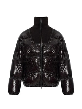 Diesel down puffer jacket in ripstop with ribbed collar