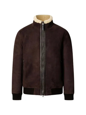 Hackett London shearling-collar bomber jacket