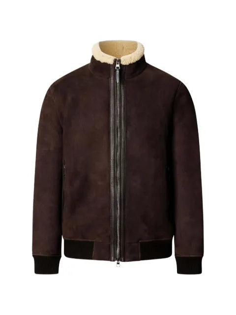 Hackett London shearling-collar bomber jacket