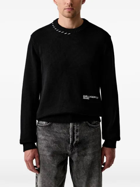 Karl Lagerfeld Jeans logo-print whipstitch-trim sweater