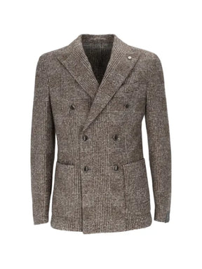 BRANDO double-breasted Prince of Wales-check blazer
