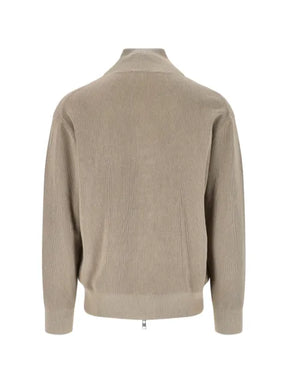 Closed ribbed-knit zip-up cardigan