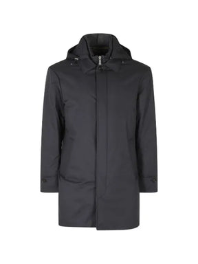Moorer hooded single-breasted jacket