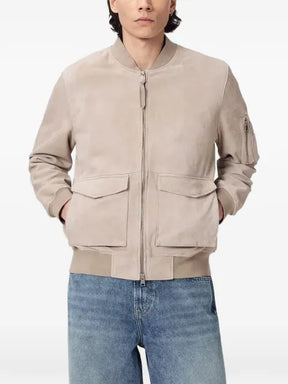 AllSaints suede-finish zip-up bomber jacket