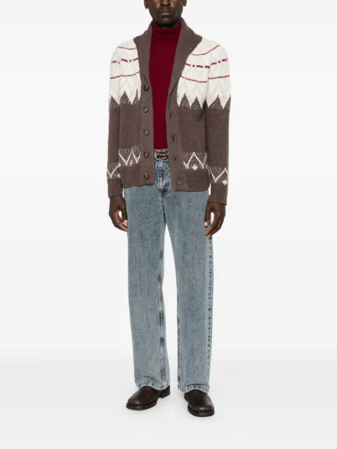 Eleventy Fair Isle shawl-collar cardigan