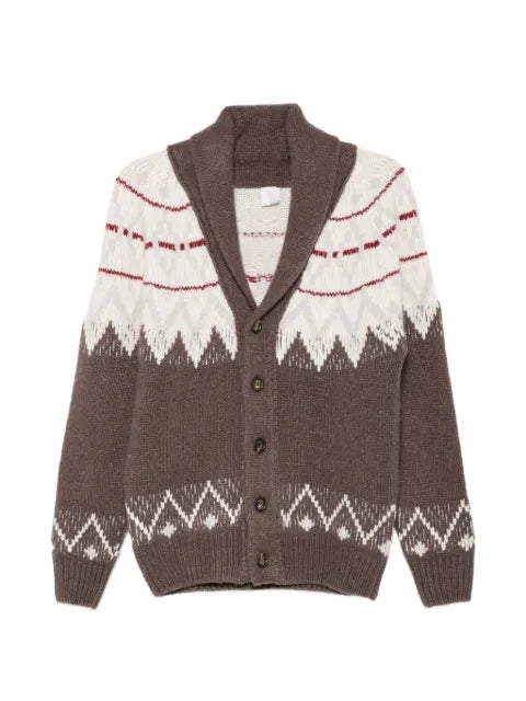 Eleventy Fair Isle shawl-collar cardigan