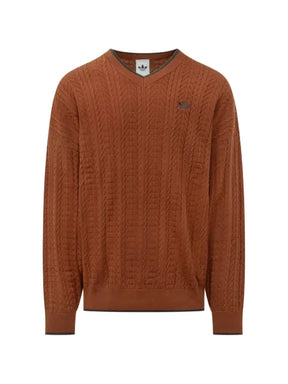 adidas cable-knit V-neck sweater